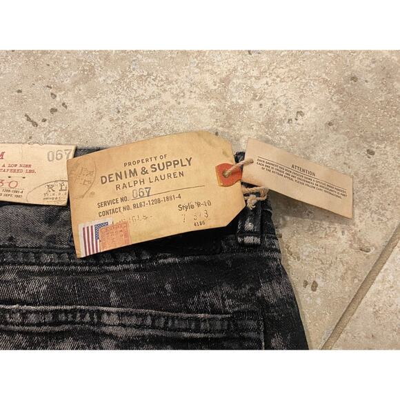Denim & Supply Ralph Lauren Distressed Raw Black Slim Jeans 32W/30L NEW PAINT - Picture 3 of 5